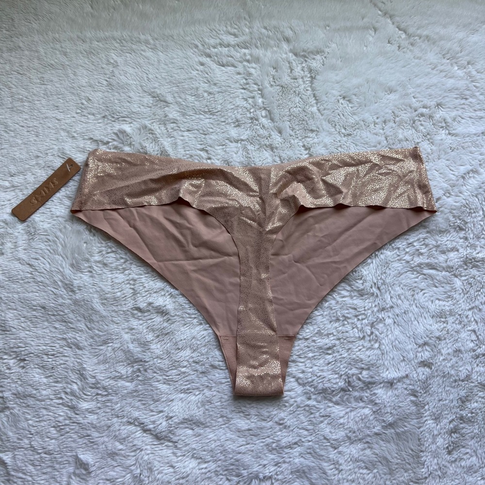 SKIMS Free Cut Thong Clay Foil Metallic Seamless Panty PN-THG-0852 Womens 2X NEW